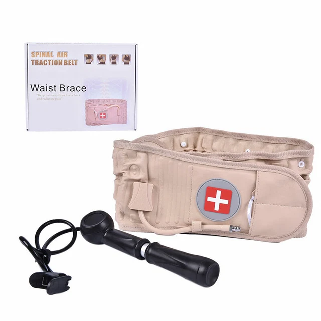 Fresh Fab Finds Decompression Back Belt Lumbar Spine Support Lower Back Air Traction Device with Hand Pump Extension Pad for Men Women Pain Relief Fit For All Waist