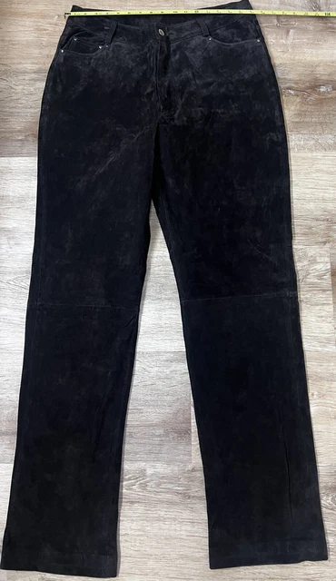 Brown Newport News High Rise Relaxed Tapered Leg Suede Leather Pants Size 16T