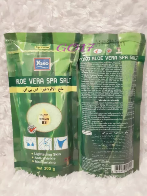 YOKO Scrub Aloe Vera Spa Salt Body Vitamin B3 White Smooth Skin Collagen 300g💝