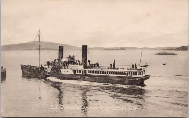 SS 'Chevalier' approaching Crinan Pier Ship Boat Argyll Scotland Postcard H29