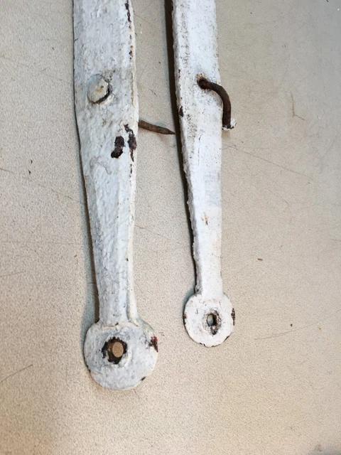 Antique Hand Forged Pair Iron Barn Door Strap Hinges 26” Long x 2. in Pair 3