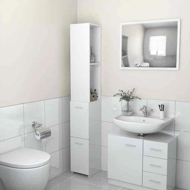 HIGH GLOSS SLIMLINE Bathroom Tallboy Free Standing Tall Storage