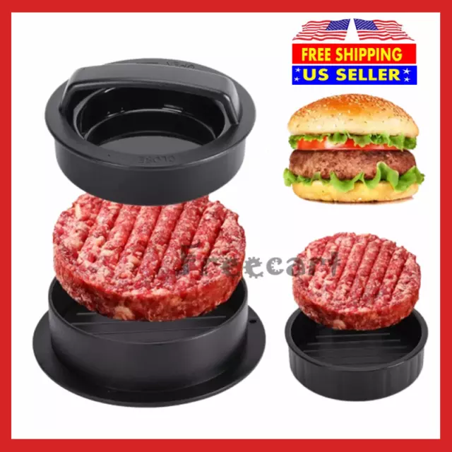 3 IN 1 Non Stick Stuffed Burger Press Hamburger Patty Molds Maker Sliders BBQ US