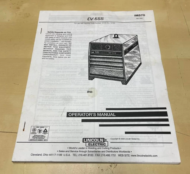Original Lincoln Electric IM570 CV-655 Operator's Manual Guide Book