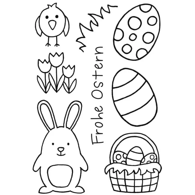 Efco Stempel Clear Ostern transparent, A7/ 74 x 105 mm, 8-teilig