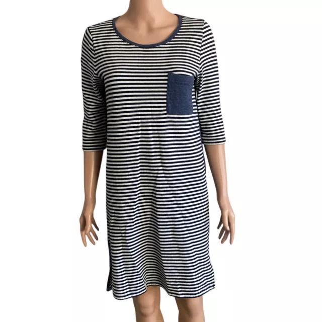 Hinge ShirtDress Womens Small Blue White Striped Small Stretch