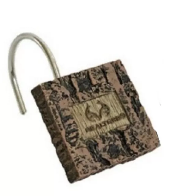 RealTree Shower Curtain Hooks 12 Resin Deer Skull Antler Cabin Lodge Camp Rustic