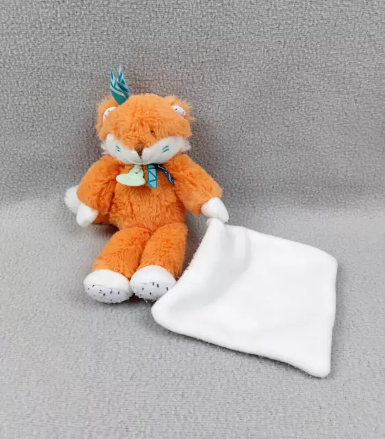 Doudou et compagnie peluche renard orange Tiwipi DC3633 plumes mouchoir blanc