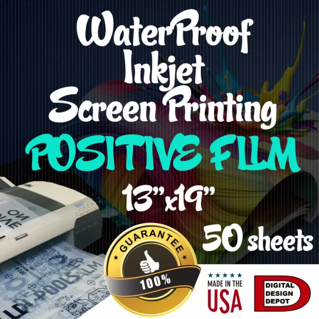 WATERPROOF Inkjet Transparency Film for Screen Printing 13"x19" 50 sheets