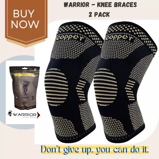 WARRIOR (pack de 2) Rodilleras de cobre para el dolor de rodilla  SIZE MEDIUM