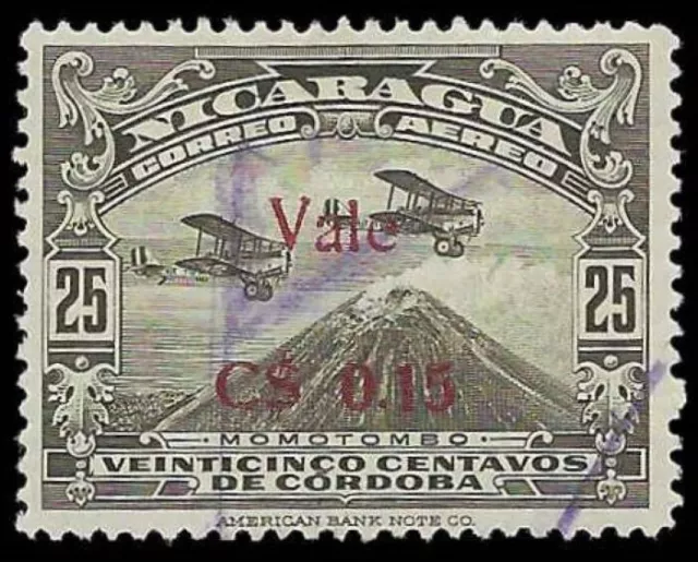 ca 1937 NICARAGUA Stamp - Airmail, Overprint "1936 Vale CS 0.15", 0.15/25c 1572