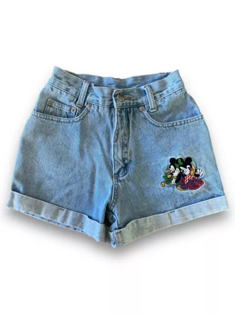 Vintage 90s Mickey’s Stuff For Kids Denim Shorts Size 8 20” Blue Minnie Mouse