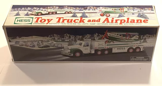 New 2002 Hess Toy Truck and Airplane with Lights & Motorized Plane Great Gift!