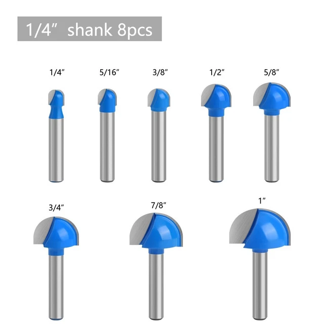 Ensemble d'outils de coupe bleus pour le travail du bois 8 pièces fraiseuses in