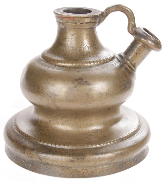 Ancienne Base De Narguilé Huqqa Moghole En Bronze - 18ème Siècle - Inde - Rare