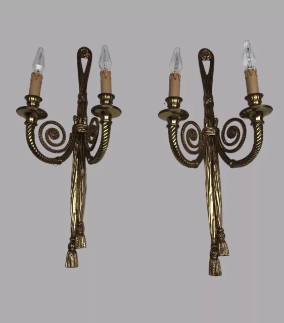 Superb Pair Of French Louis XVI Imposing Gilt Bronze Wall Lights
