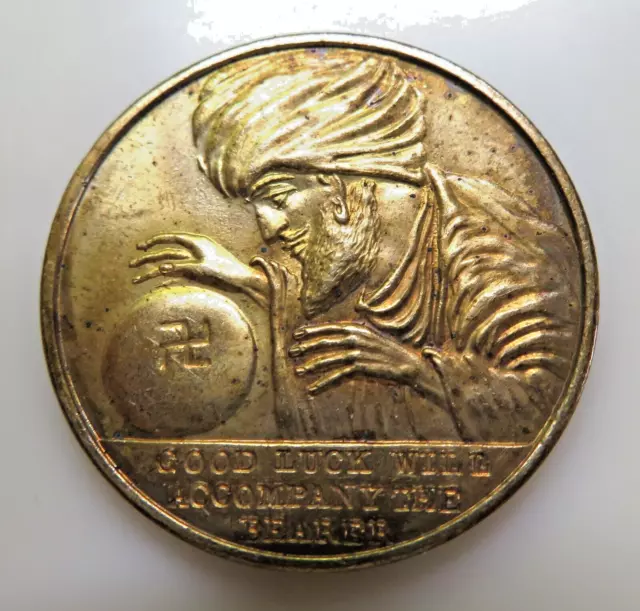 1920-1930 Swami Swastika Good Luck Token-All-Seeing Eye-Unc