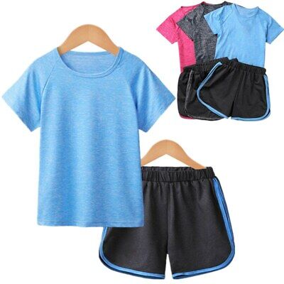 Jungen Mädchen Kurz Trainingsanzug Sommer Jogginganzug Kurzarm T-Shirt + Shorts