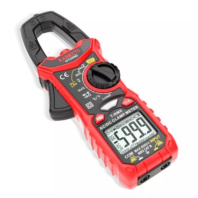 KAIWEETS Strommessgerät DC/AC 0-600A Zangenmultimeter True-RMS Auto-Ranging 206D 3