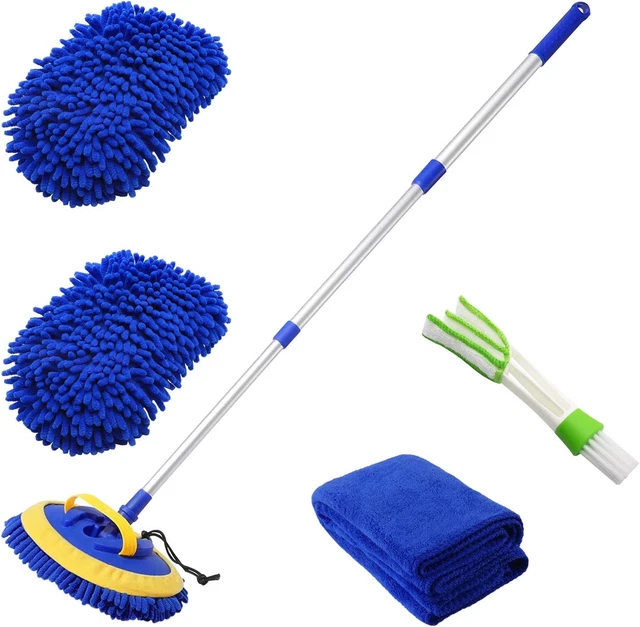Kit de limpieza de manija de aluminio de microfibra fregona de lavado de autos Mitt 45" cepillo sin arañazos