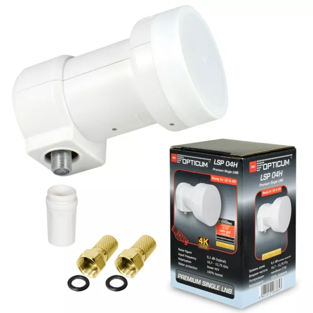 OPTICUM Premium Single LNB 0,1 dB LSP-04H FULL HD 4K UHD Sky Sat ► 1 Teilnehmer