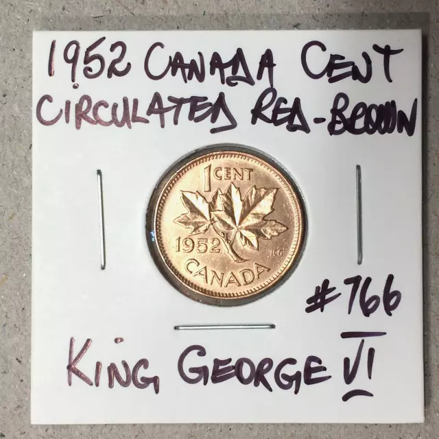 1952 Canada Cent Lovely Circulated Red-Brown King George VI Canadian Penny