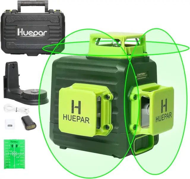 Huepar  Pro 3D Green Beam Self-Leveling Laser Level 3x360° Type-C Hard Case