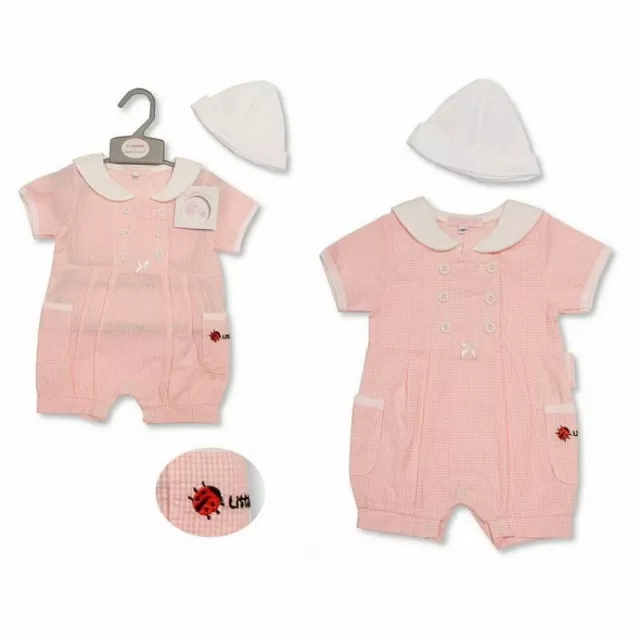 Baby Girls Romper & Hat Gift Set Pink Gingham  ~ Little Lady ~  My Little Chick 2