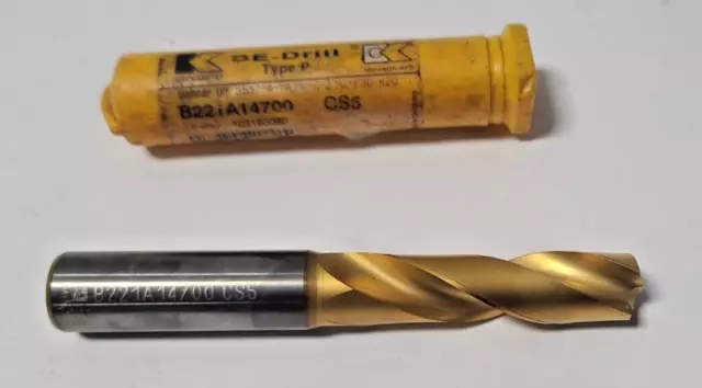 Kennametal B221A14700 CS5 Solid Carbide Drill Bit Type P 5/8 Shank .580 Dia