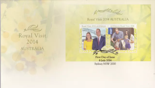 2014 Royal Visit by William, Catherine & Prince George (Mini Sheet) FDC
