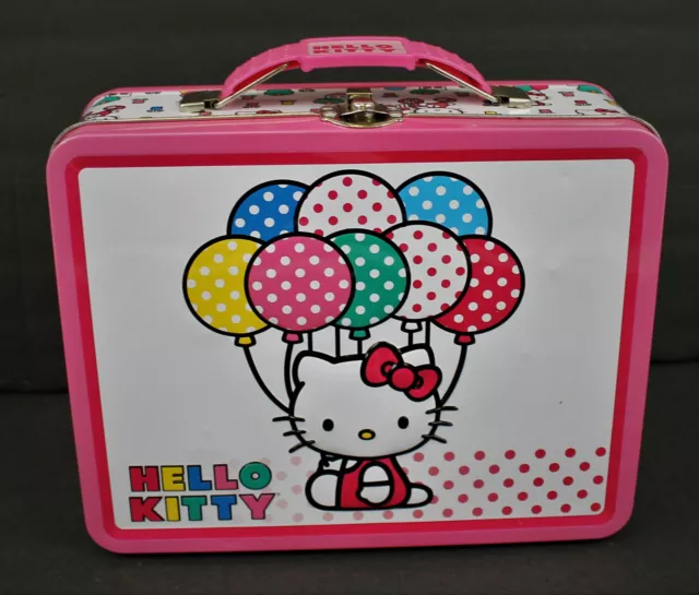 HELLO KITTY Sanrio 2010 Snack Box Kit School Girls Pink Balloons Cartoon Cat Tin