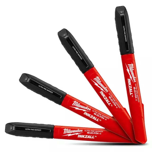 Milwaukee 4-Pack INKZALL Black Ultra Fine Point Markers Pens 48223154