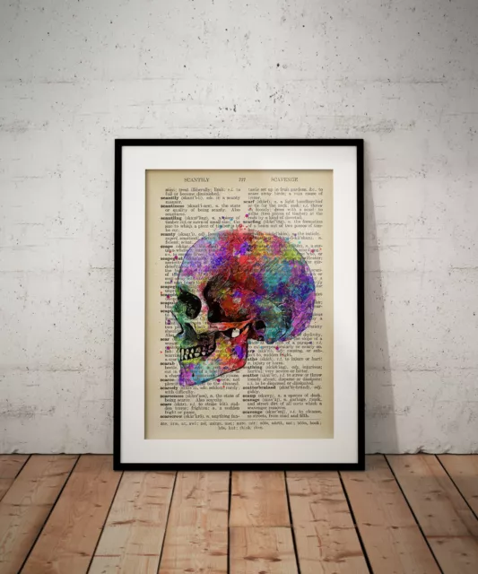 Skull print, poster, prints, posters, watercolour, wallart, gift, gifts