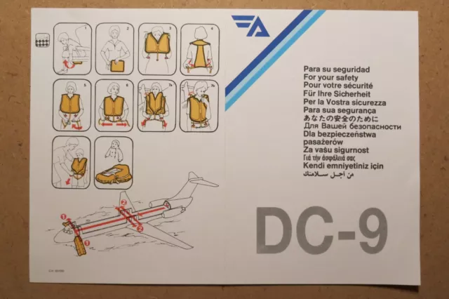 AVIACO - DC-9 Card  Safety Card ++ sehr selten/very rare ++ neuwertig/mint !!!