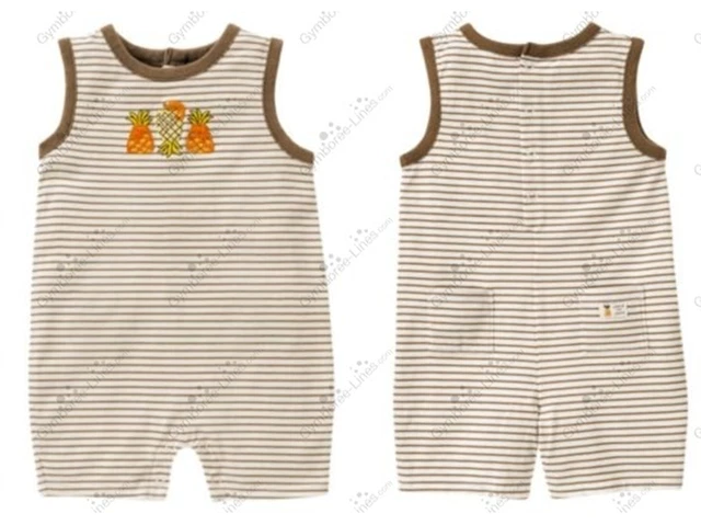 Janie and Jack NWT Brown Stripe PINEAPPLE PRINCE SHORT ROMPER OUTFIT 0 6 12 M