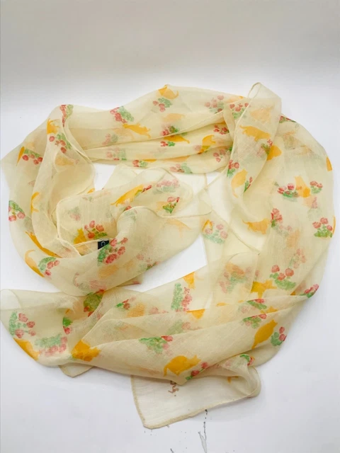 CCC Polyester Long Rectangular Boho Wrap Shawl Scarf Cream Cats 68"L x 20"W