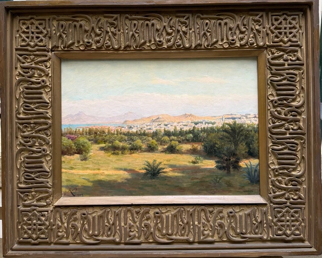 Tableau Orientaliste William LAMBRECHT - Paysage D'Algérie, Huile Sur Panneau Encadré