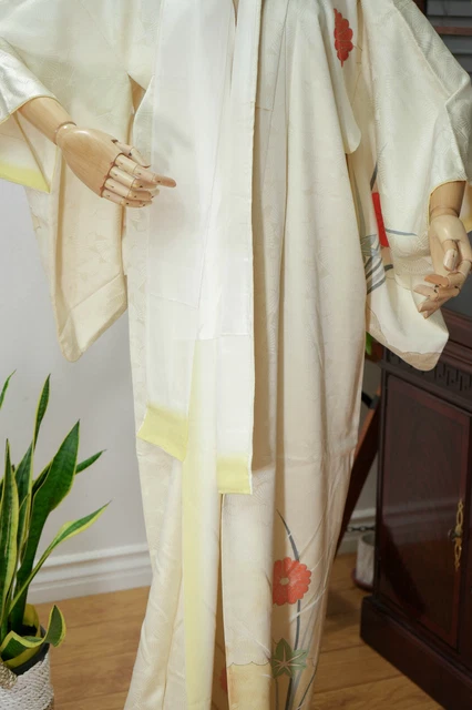 Dear Vanilla Japanese Silk Kimono Women's Robe Gown Authentic Japan Vintage Mint 5