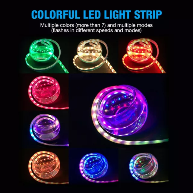 2x 60cm RGB Sequential Flexible LED DRL Turn Signal Strip Remote For Headlight