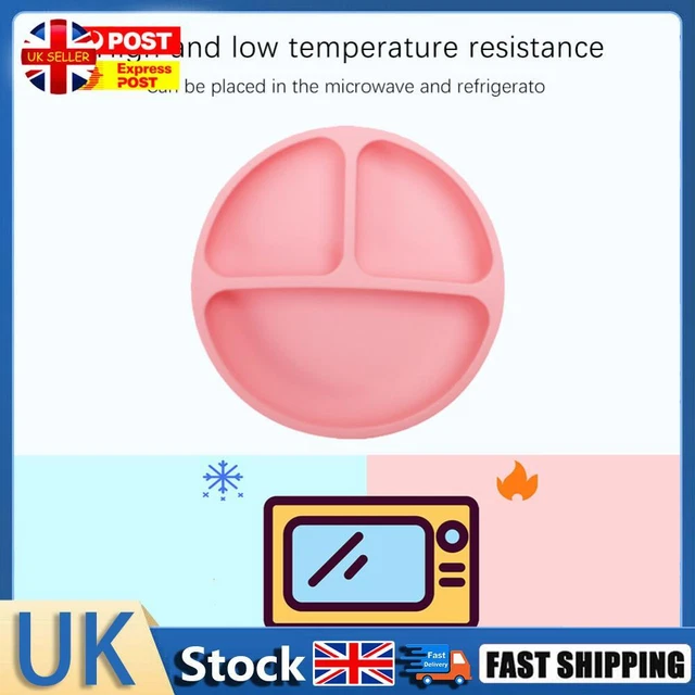Cute Baby Infant Dining Plate Non Slip Training Sucker Dishes Tableware (Pink) H