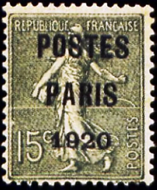 FRANCE STAMP TIMBRE PREOBLITERE 25 " SEMEUSE 15c POSTES PARIS 1920 " NEUF xx TTB