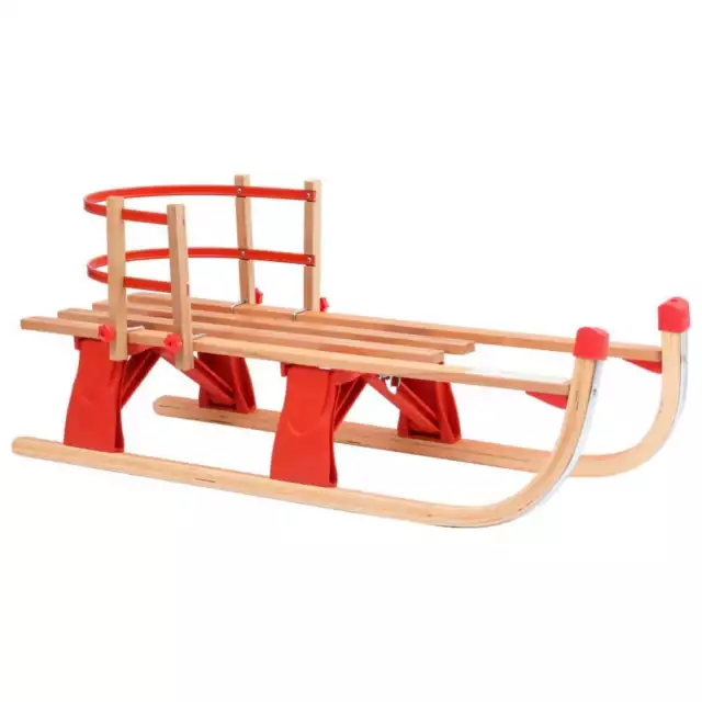 Klappschlitten Lehne Rodelschlitten Holzschlitten Wintersport Holzschlitten 2