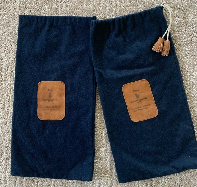 RALPH LAUREN SHOE Bag Dust Cover Drawstring Leather Tassels Made USA