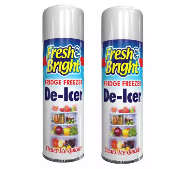 2 X 200ml Fridge Freezer De Icer Spray Defrost Ice Quickly Anti Bacterial Deicer