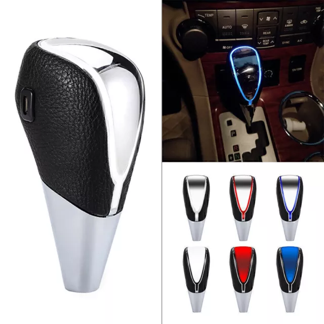 Car Auto Gear Shift Knob Blue LED Light Color Touch Activated Sensor USB Charge