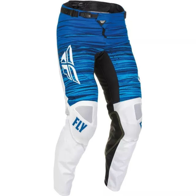 FLY Kinetic Wave Motocross Pants White Blue Enduro Crosspants Quad ATV MX