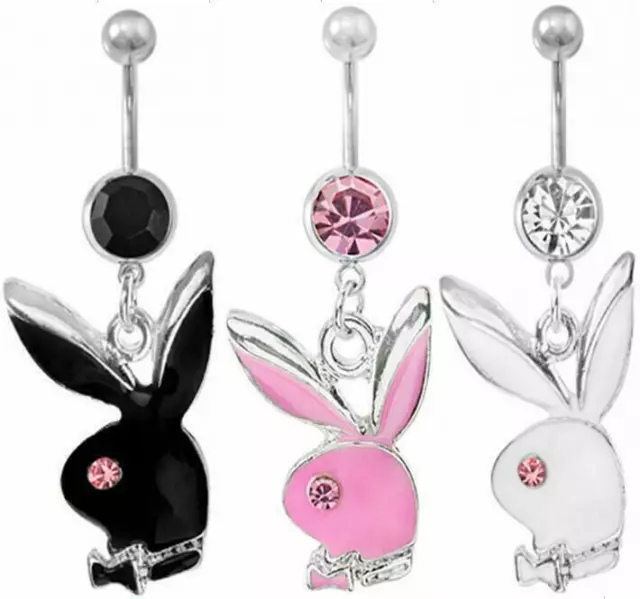 Rabbit Rhinestone Crystal Barbells Navel Belly Bar Button Ring Body Piercing UK