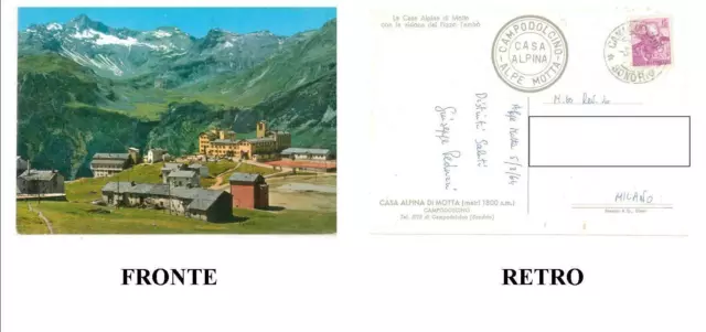 Cartolina  Lombardia Campodolcino – La Casa Alpina Di Motta Con La Visione Del P