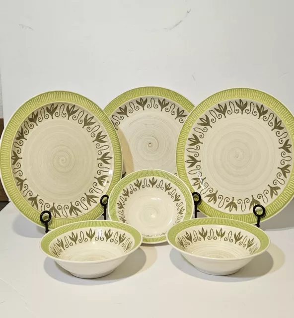 Vintage 1970s MAYAN Ironstone 4211 by SEARS 6 Piece Dinner Plate and Bowl Set