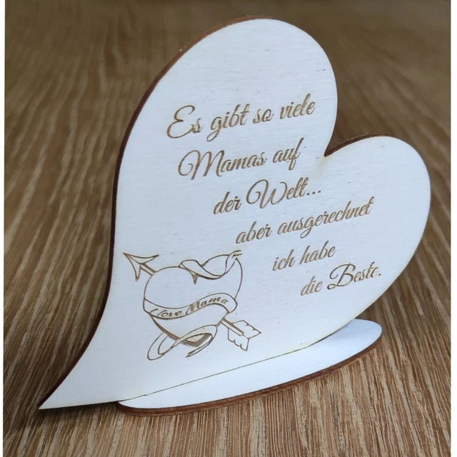 Muttertag Geschenk Beste Mama der Welt Holzschild Herz Geschenkidee Gravur